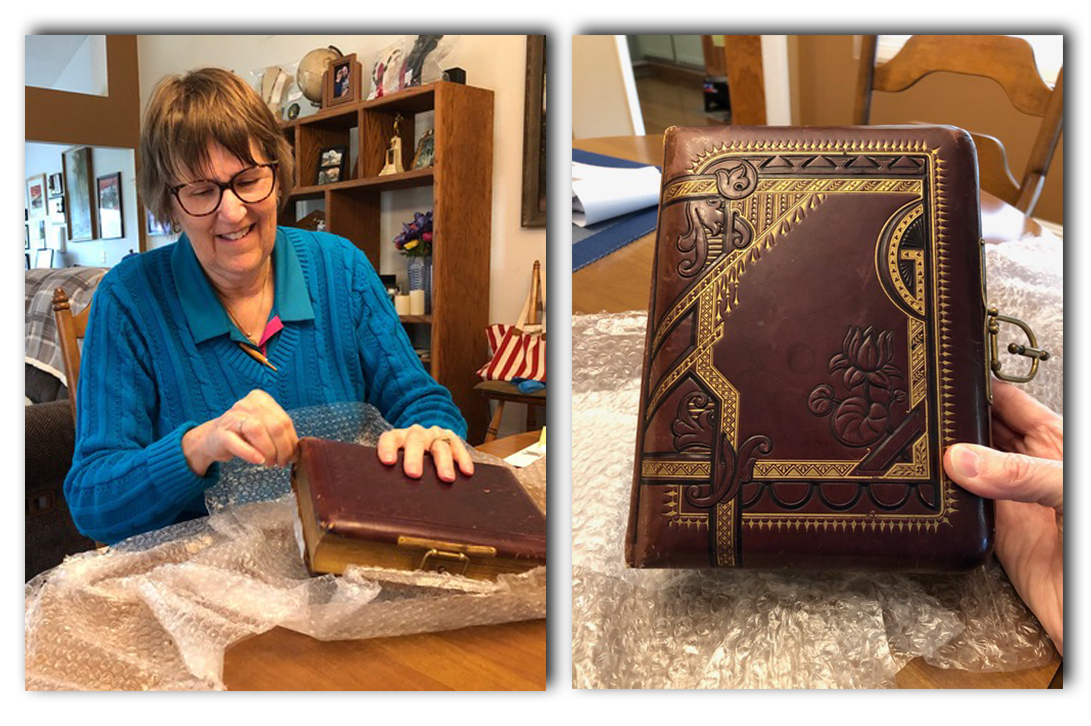 Diane Scholfield is excited to receive long lost family photo album